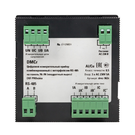 Цифровой измерительный прибор комбинированный DMC-r с интерфейсом RS-485 на панель 96x96 (квадратный вырез) PROxima EKF