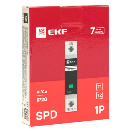 Устройство защиты от импульсных перенапряжений Т1+Т2, Iimp-12,5kA, In-20kA, Uc-275В, 1+0 PROxima EKF