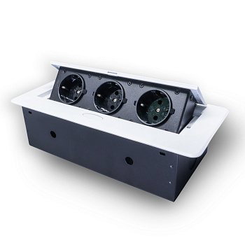 Розетка горизонтальная выдвижная 3 Euro 16A RocketSocket, проводка, цвет белый