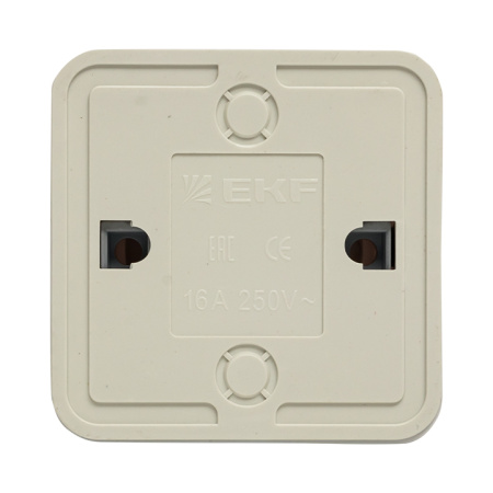 Рим Розетка 1-местная 16А с заземлением белая с защ, штор, EKF