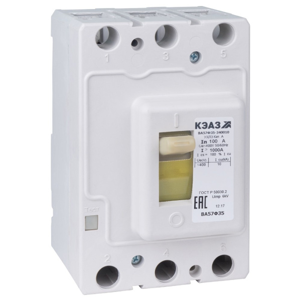 Выключатель автоматический ВА 3П 125А 400В 10кА 57Ф35 КЭАЗ