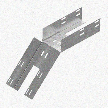 Лоток перфорированный КС 400х65-45 У3 для поворота трассы вниз на 45, окрашенный, S1,5