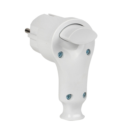 Вилка с кнопкой извлечения с/з белая 16А 250В EKF