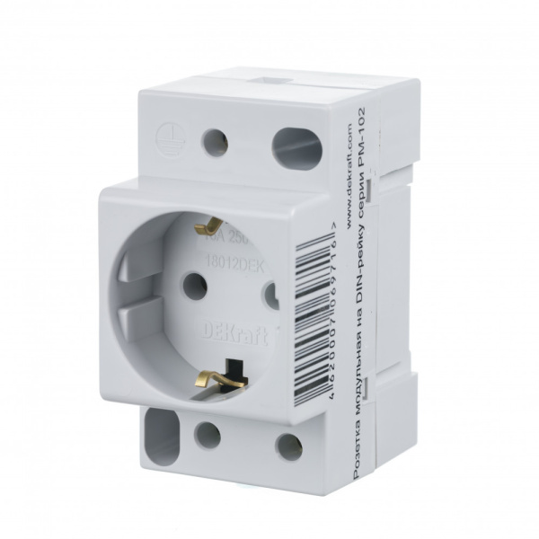 DEKRAFT Розетка 2Р+PEN на DIN-рейку 220В 16А серый IP20 Schneider Electric
