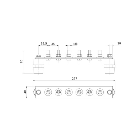 Главная заземляющая шина с изоляторами, 6 подключений, медь DKC
