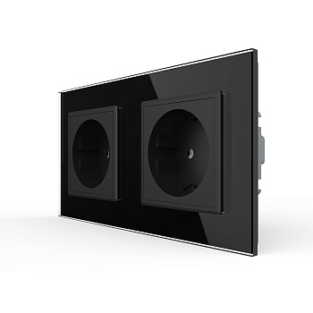 Розетка 2 модуля Черная Livolo