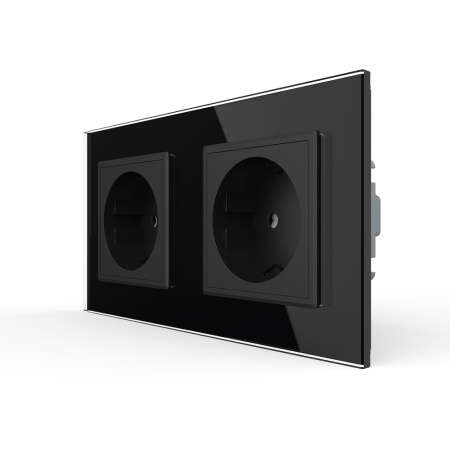 Розетка 2 модуля Черная Livolo