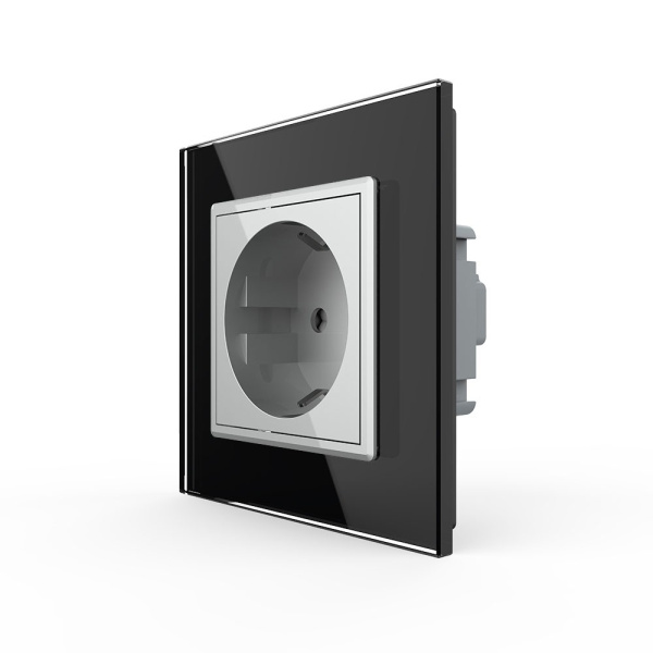 Розетка Livolo 1 пост Серая с черной рамкой VL-C7C1EU-15/12