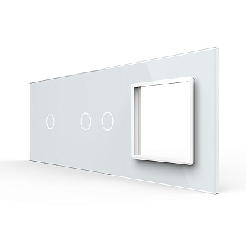 Панель тройная: 1 выключатель + 2 выключателя + 1 розетка Белая Livolo