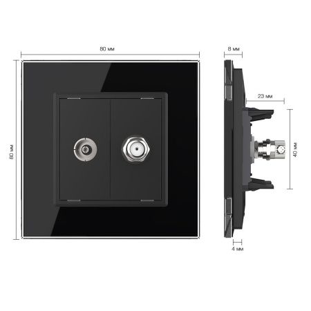 Розетка ТВ/Спутниковая SAT Черная Livolo