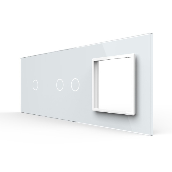 Панель тройная: 1 выключатель + 2 выключателя + 1 розетка Белая Livolo