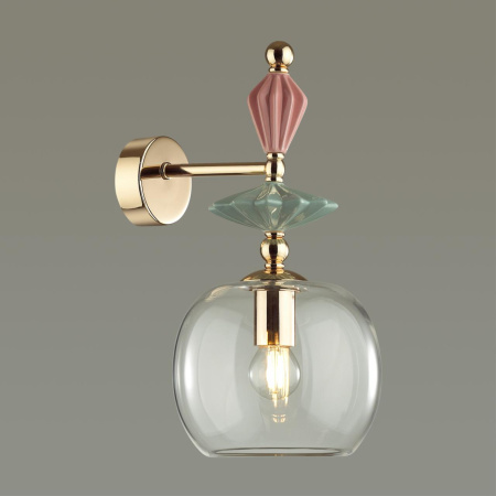 Бра E14 1*40W BIZET золото/разноцветн./керамика/стекло B ODEON LIGHT