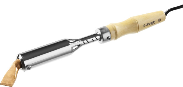 Высокомощный электропаяльник 200Вт с деревянной рукояткой, клин, Ceramic PRO ЗУБР