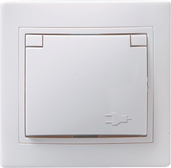 Розетка 1-местная РСбш10-3-КБ с з/з с защитной шторкой с крышкой 16А КВАРТА белый IEK