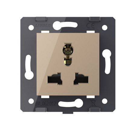 Розетка универсальная с з/з с защитными шторками 16A, цвет золотой (механизм) Livolo