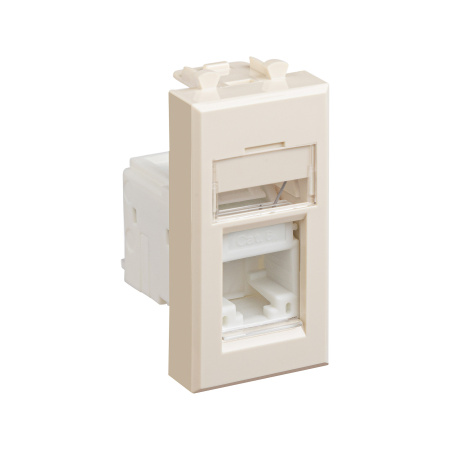 Компьютерная розетка RJ-45 модульная, кат.6А, "Avanti", "Ванильная дымка", 1 модуль DKC