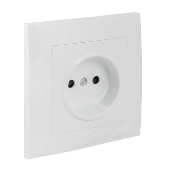 Валенсия Розетка 1-местная б/з 10А белая с защ, штор, EKF