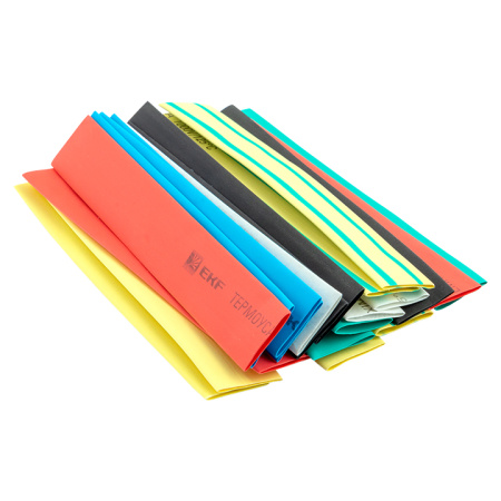 Термоусаживаемая трубка ТУТ нг 10/5 набор:7 цветов по 3шт, 100мм, PROxima EKF