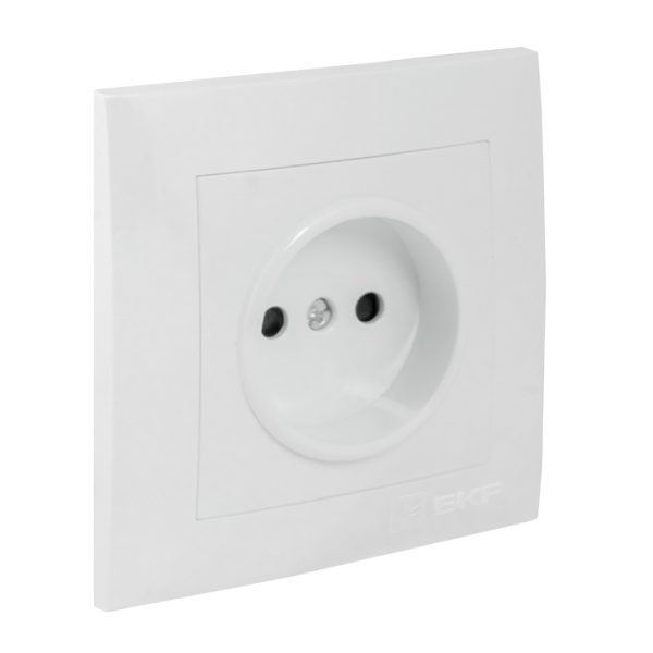 Валенсия Розетка 1-местная б/з 10А белая с защ, штор, EKF