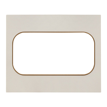 Стокгольм Рамка для розетки 2-местная белая с линией цвета шампань EKF