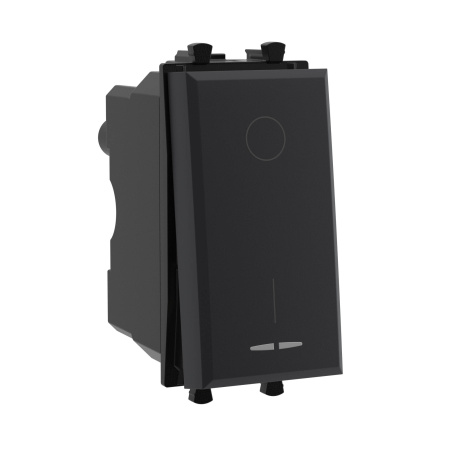 Выключатель двухполюсный модульный, "Avanti", "Черный матовый", 1 модуль DKC