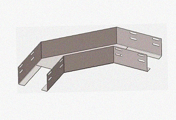 Лоток угловой замковый глухой КГЗГ 200х65-90 УТ1,5 поворот на 90, оцинкованный лист, S0,7
