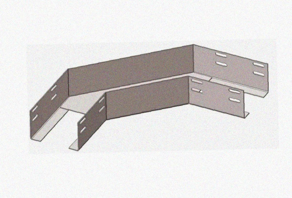 Лоток угловой замковый глухой КГЗГ 200х65-90 УТ1,5 поворот на 90, оцинкованный лист, S0,7