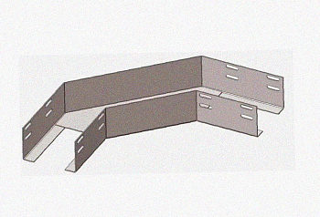 Лоток угловой глухой КГГ 150х100-90 УХЛ1 поворот на 90, оцинкованный лист S1,5