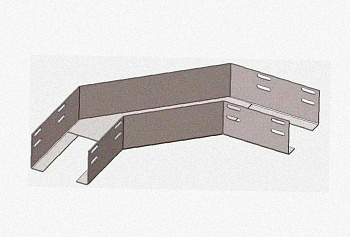 Лоток угловой перфорированный КГ 200х50-90 УХЛ1 поворот на 90, оцинкованный лист S1,5