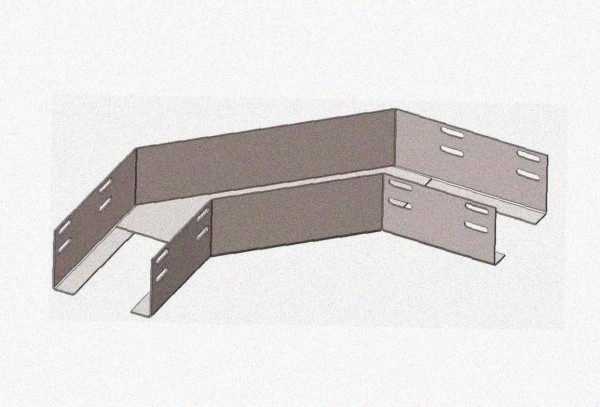 Лоток угловой перфорированный КГ 200х50-90 УХЛ1 поворот на 90, оцинкованный лист S1,5