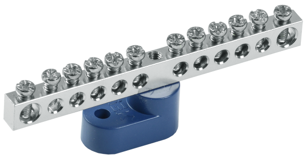 Шина N "ноль" на одном угловом изоляторе с никелевым покрытием ШНИ-6х9-14-У1-С IEK