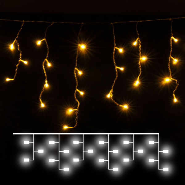 Гирлянда бахрома теплый белый 1,8*0,5 м IP20 (100-001) Eurosvet