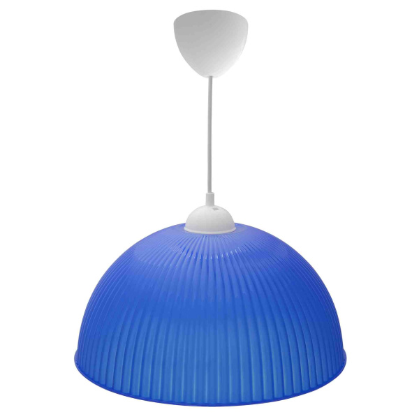 16-27 Светильник декоративный, подвесной, "Оулу", пластик, 1хЕ27 15Вт, 230В, синий, шнур белый, 600мм, крепление под крючок, Ø400х180мм, ла... APEYRON