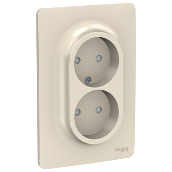 Unica NEW Розетка 2-м  СУ без заземления, со шторками 16А бежевый IP20 Schneider Electric