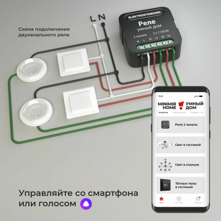 Умное двухканальное реле черный IP20 (a059326) Elektrostandard