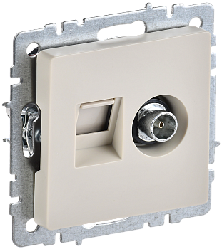 BRITE Розетка двойная TV+RJ45 кат.5E РТВ/РК12-БрКр бежевый IEK