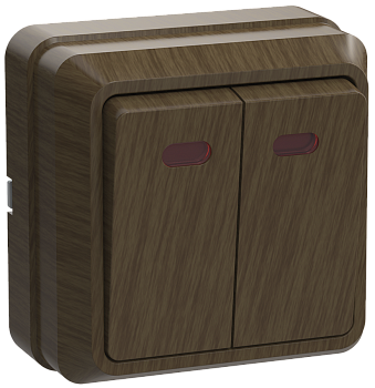 Выключатель 2-клавишный ОУ с индикацией ВС20-2-1-ОД 10А ОКТАВА дуб IEK