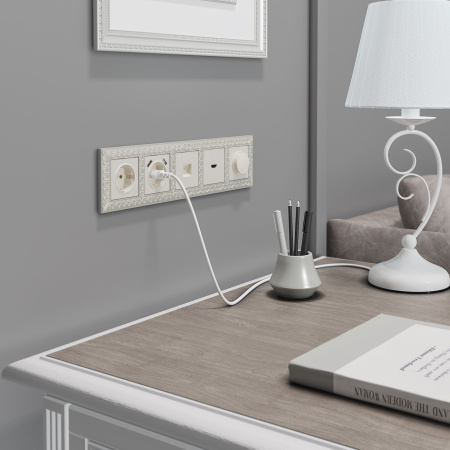 Встраиваемые механизмы Розетка СУ Ethernet RJ-45 . перламутр рифленый IP20 Werkel