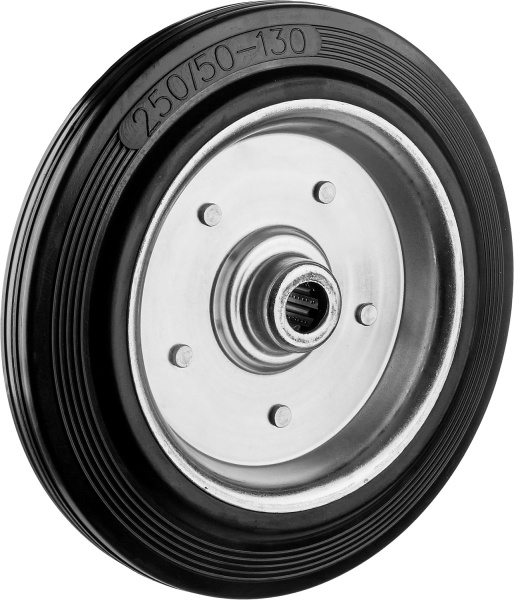 Колесо d=250 мм, г/п 210 кг, резина/металл, игольчатый подшипник, Профессионал ЗУБР