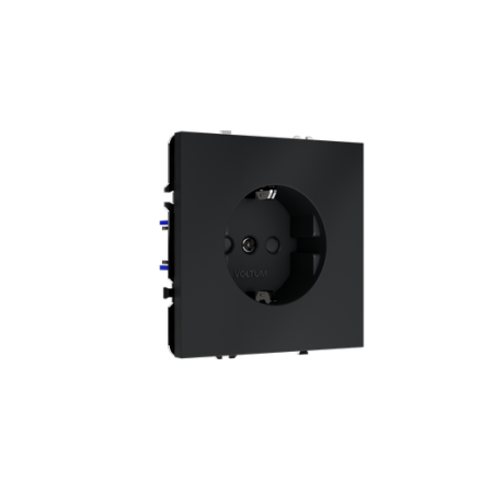 Розетка встраиваемая Voltum S70 с заземлением и защитными шторками, 16А, (графит)