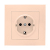 Валенсия Розетка 1-местная с/з 16А кремовая с защ, штор, EKF