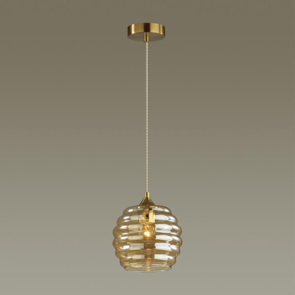 Подвес E27 1*60W 220V MONTY латунь,янтарный LUMION