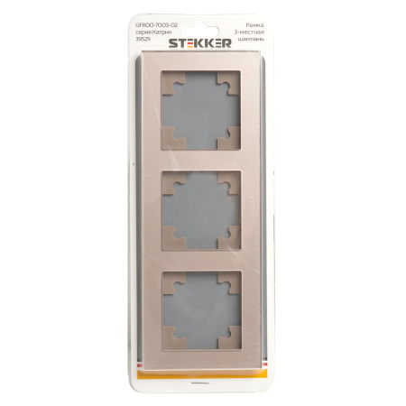 Рамка 3-местная, стекло,, STEKKER, GFR00-7003-02, серия Катрин, шампань