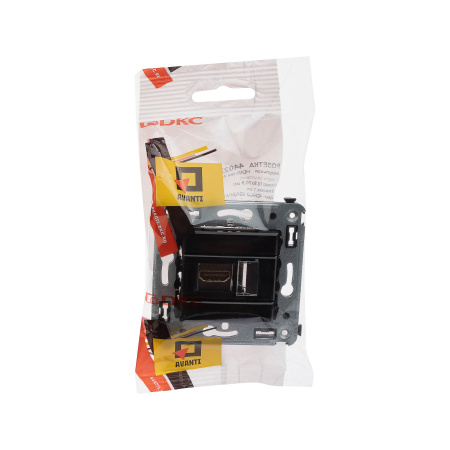 HDMI розетка одинарная в стену, тип А-А, "Avanti", "Черный квадрат" DKC