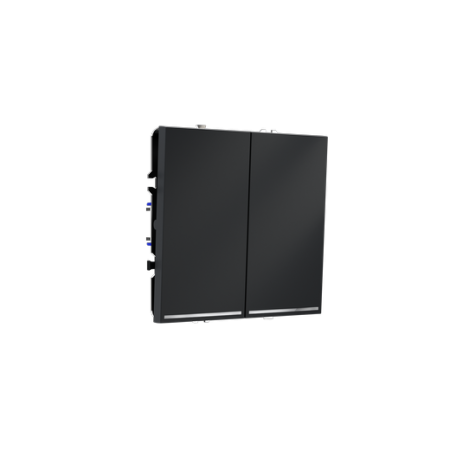 Проходной переключатель встраиваемый Voltum S70 двухклавишный с подсветкой 10А, (графит)