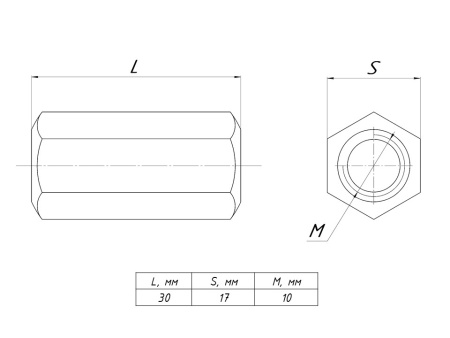 Гайка соединительная М10 DIN 6334 EKF