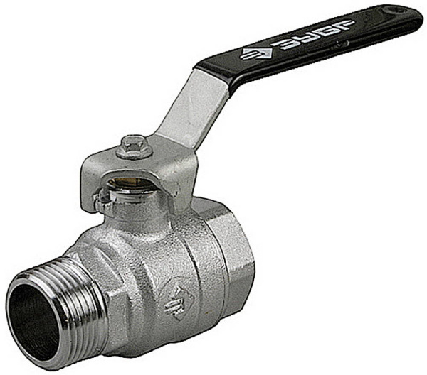 Кран шаровой полнопроходной "мама-папа", ручка, хромиров латунь, 1/2" ЗУБР