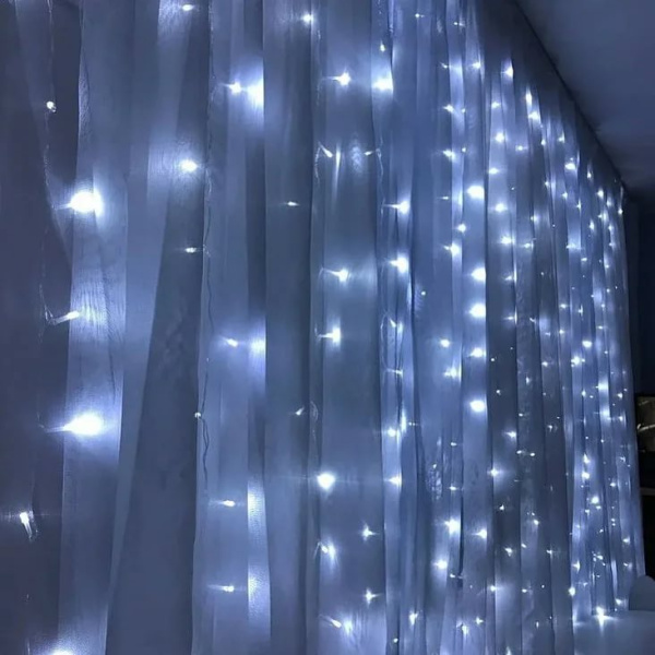 Св/д гирлянда Feron CL24 занавес 3*3м + 3м 230V 5000К , эффектом стробов, прозр.шнур