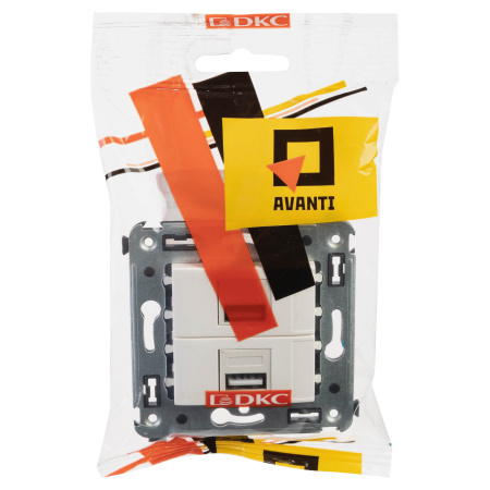 USB зарядное устройство в стену, "Avanti", "Белое облако" DKC