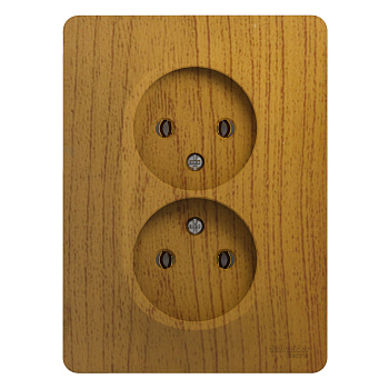 GLOSSA  Розетка СУ 2-ая без заземления в сборе 16А дерево дуб IP20 Schneider Electric
